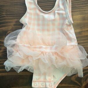 Tucker + Tate Pink Gingham swimsuit  with Tulle Skirt